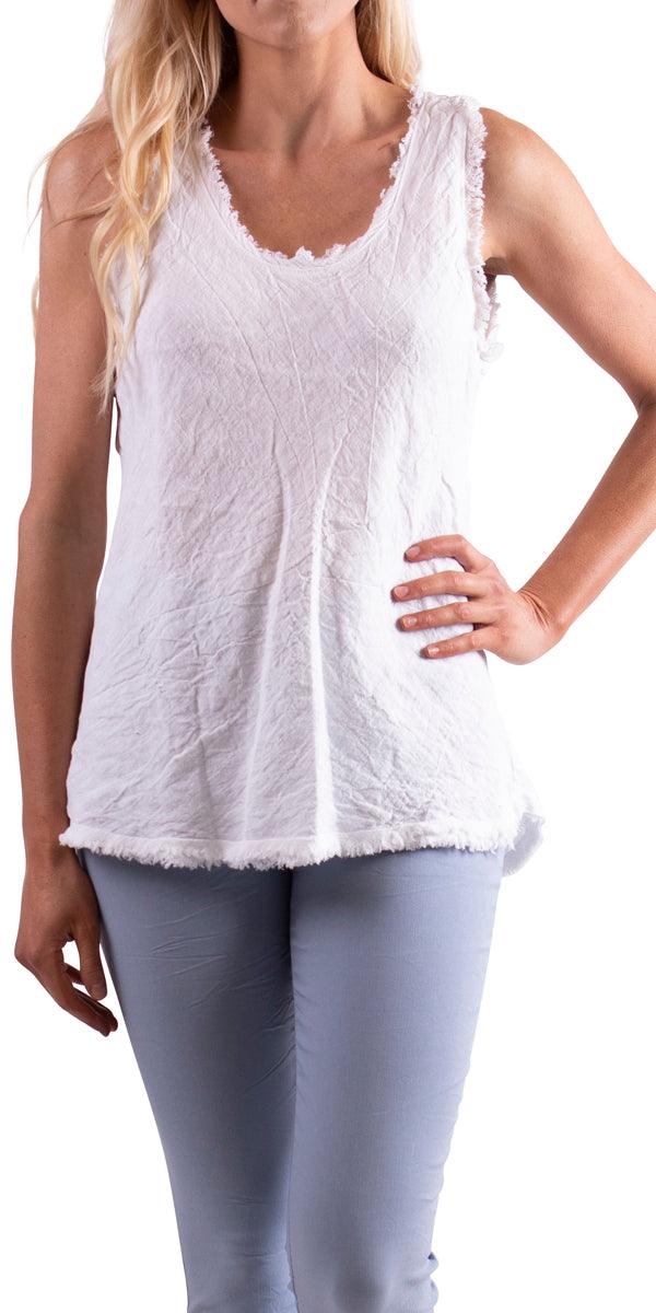 Cotton Tank with Raw Edges