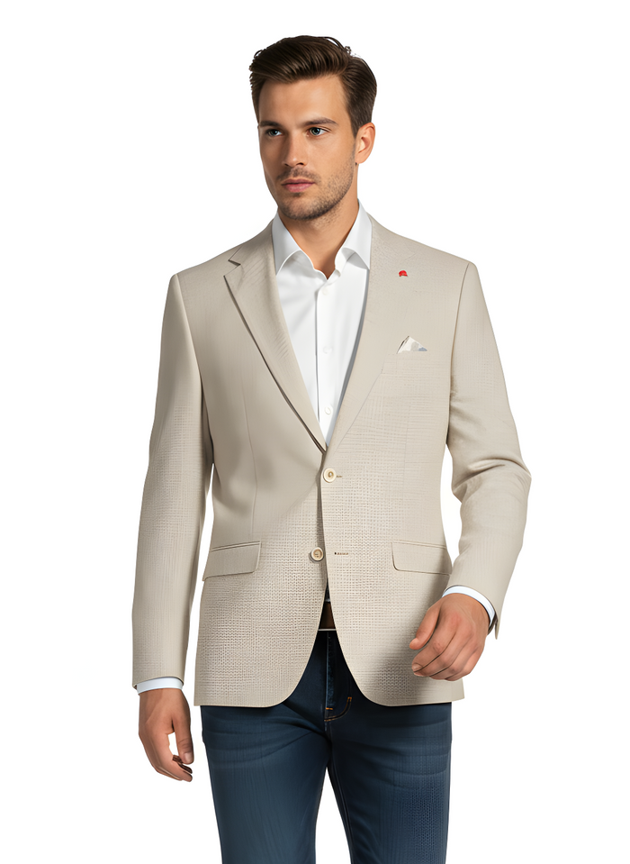 Cotton/Linen Textured Blazer - Beige