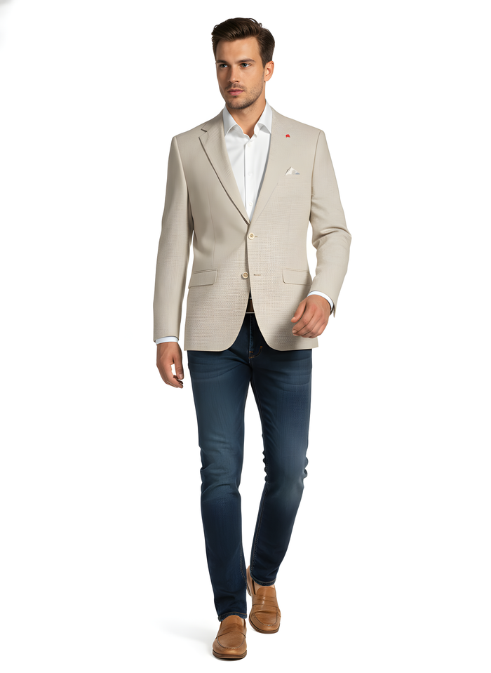 Cotton/Linen Textured Blazer - Beige
