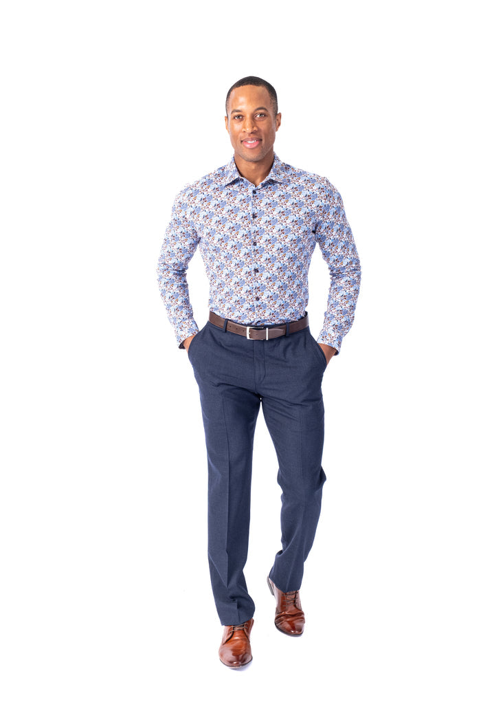 Cotton/Stretch Floral Print Sport Shirt - Multi