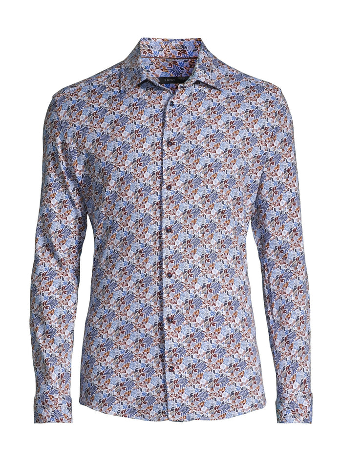 Cotton/Stretch Floral Print Sport Shirt - Multi