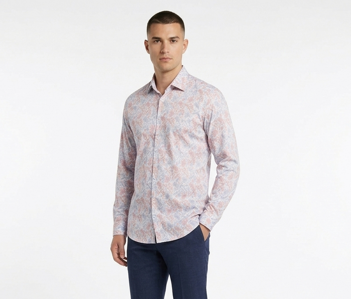 Cotton/Stretch Large Floral Print Knit Sport Shirt - Multi