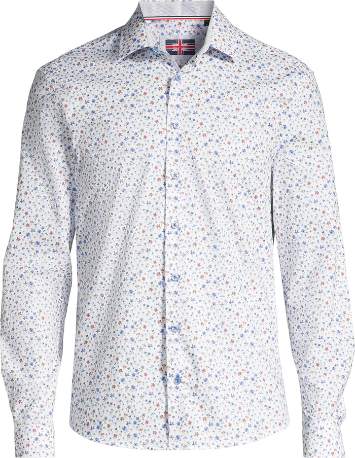 Cotton/Stretch Mini Floral Sport Shirt - Multi