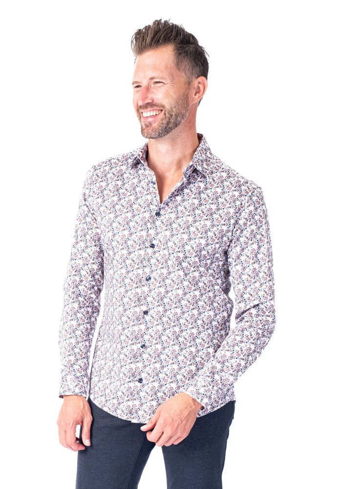 Cotton/Stretch Paisley Woven Sport Shirt - Multi