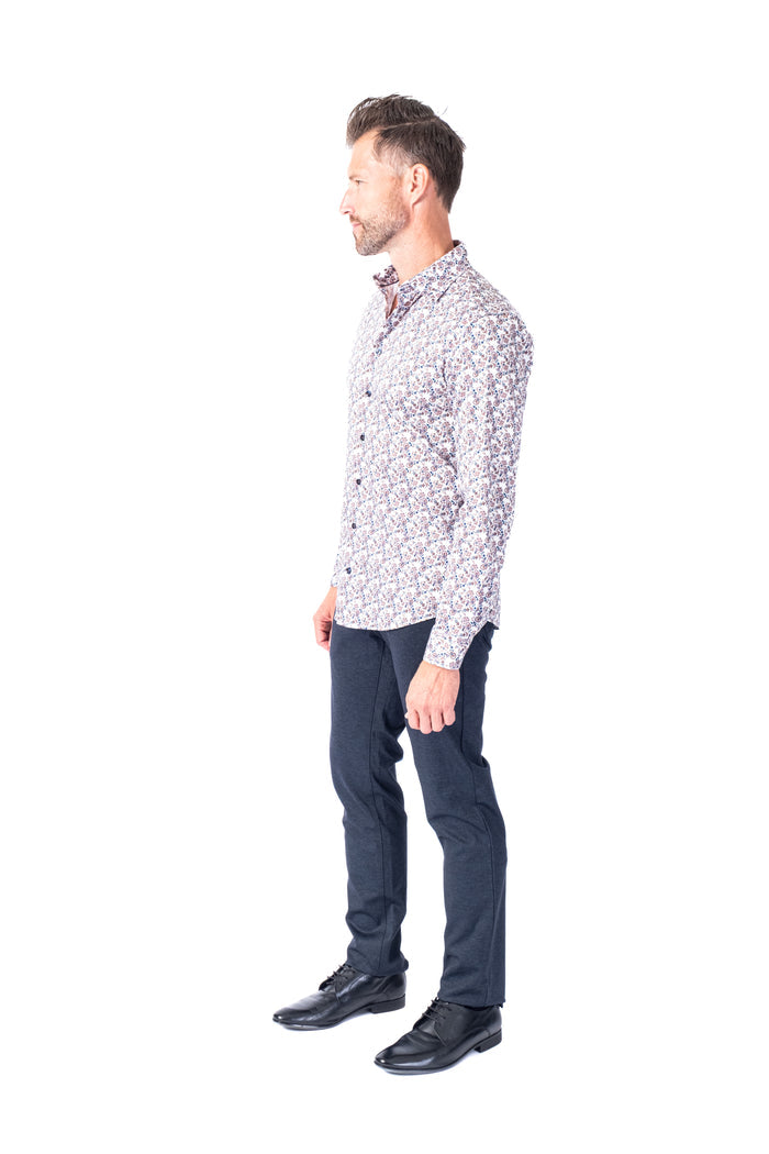 Cotton/Stretch Paisley Woven Sport Shirt - Multi