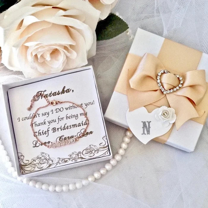 Wedding Jewelry - Rose Gold Cubic Zirconia Bridal/Bridesmaid Bracelet