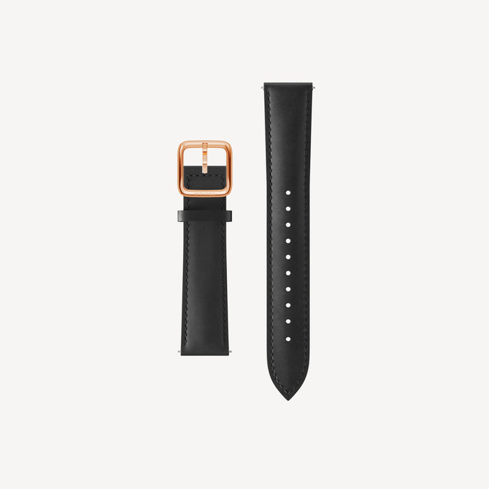 Curved Leather Wristband Black