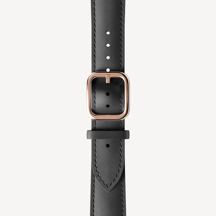 Curved Leather Wristband Black