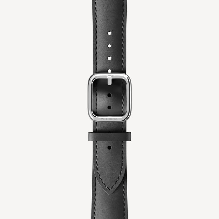Curved Leather Wristband Black