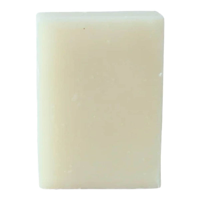 Rectangular lemon myrtle bar of soap on a white background