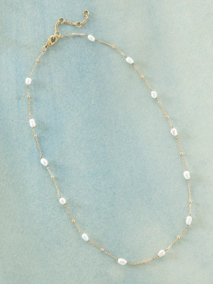 Dainty Jewel Necklace - White Pearl-view 2