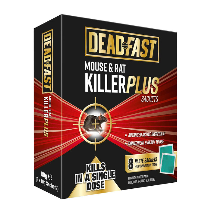 Deadfast Mouse & Rat Killer Plus 8 Sachet Pack x2 front of pack