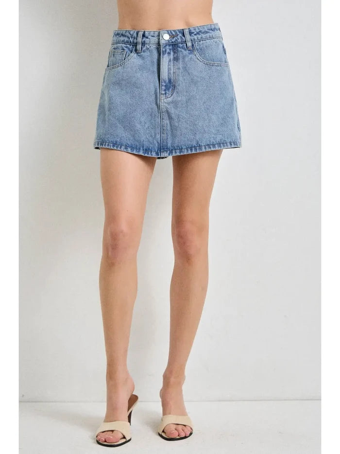 Denim Back Pockets Skort