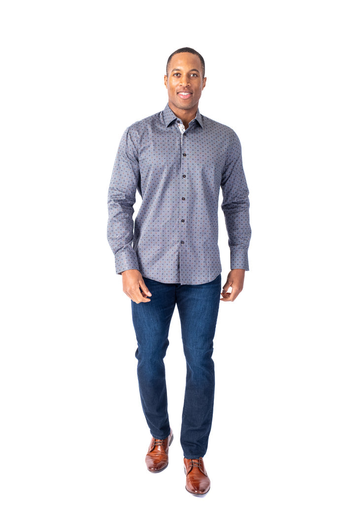 Diamond Print "Charm" Sport Shirt - Black