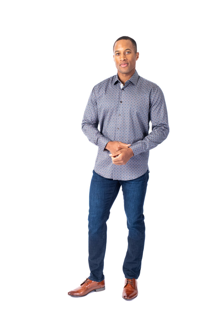 Diamond Print "Charm" Sport Shirt - Black