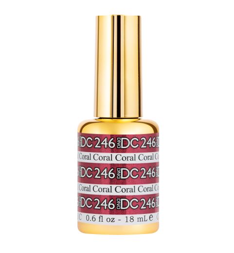 DND DC Mermaid Soak off Gel in holographic glitter - #246 Coral