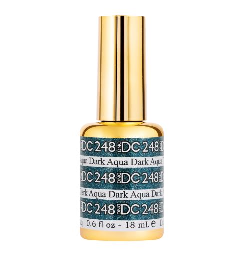 DND DC Mermaid Soak off Gel in holographic glitter - #248 Dark Aqua