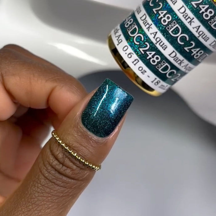 DND DC Mermaid Soak off Gel in holographic glitter - #248 Dark Aqua