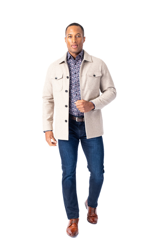 Double Pocket Shirt Jacket - Beige