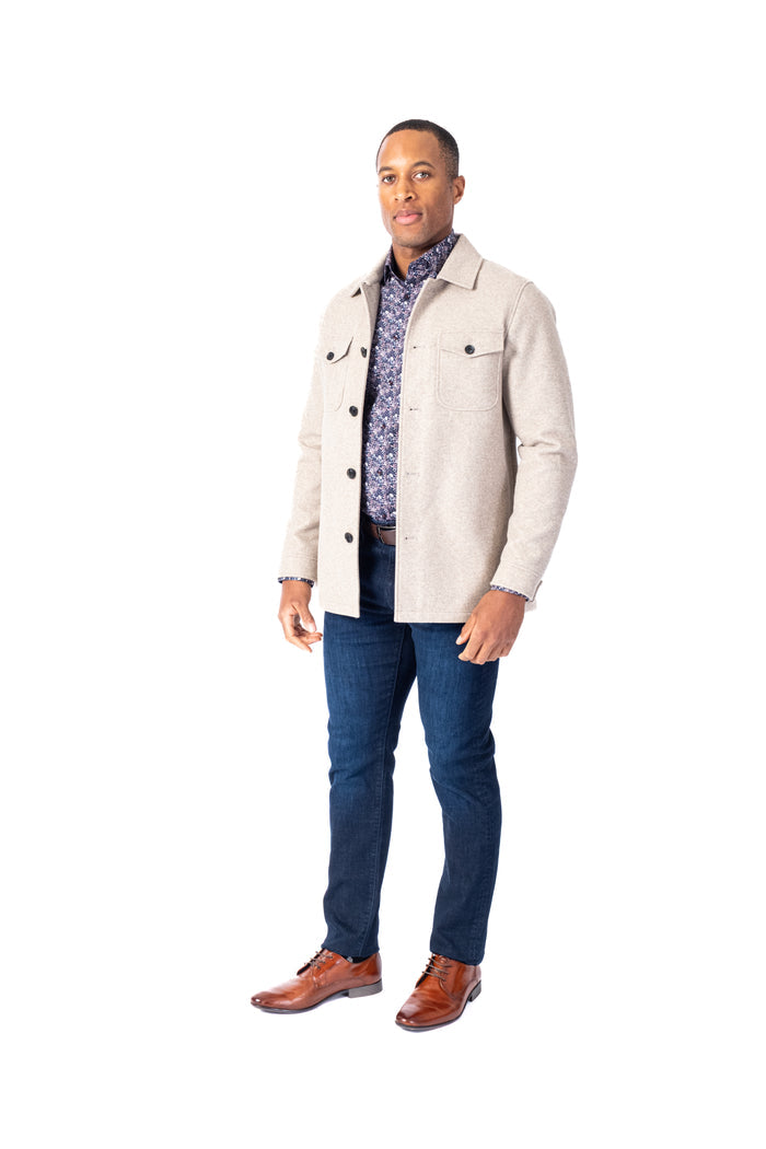 Double Pocket Shirt Jacket - Beige