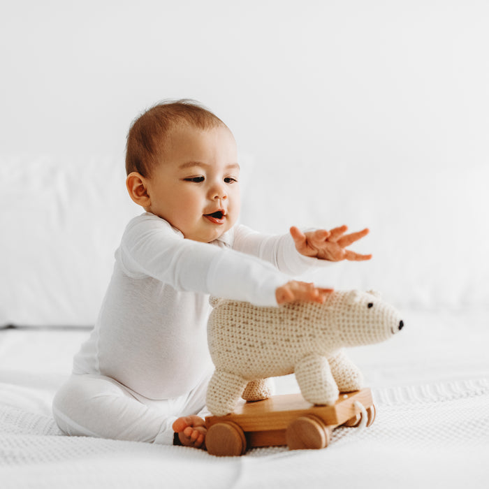 Baby wearing Dreamskin eczema leggings