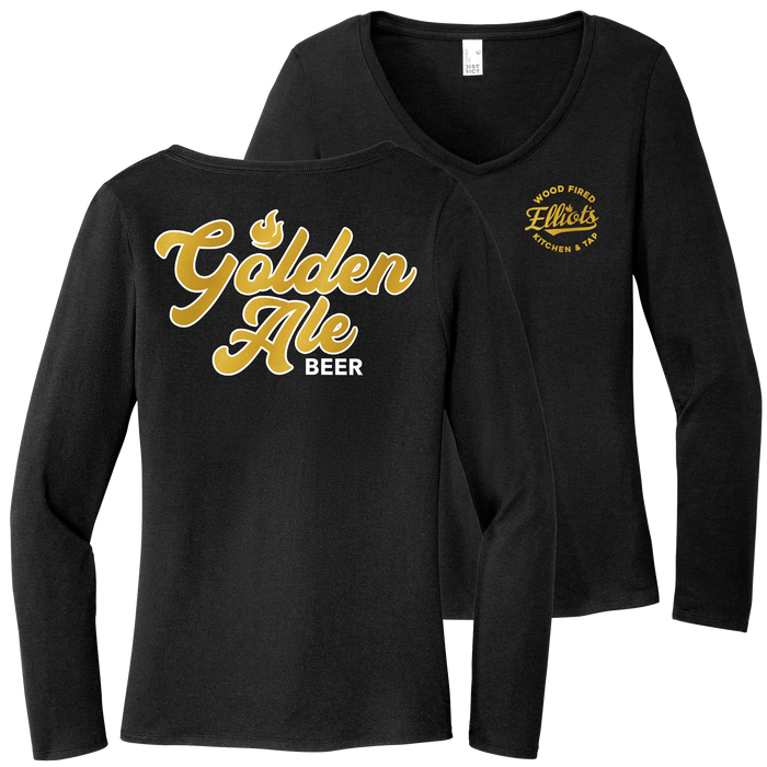 Elliots Wood Fired Kitchen and Tap Golden Ale Women's Perfect Tri Long Sleeve  V-Neck Tee