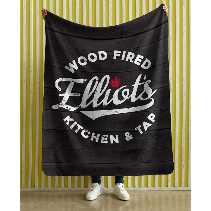Elliots Wood Fired Kitchen and Tap Logo Plush 50" x 60" Minky Blanket