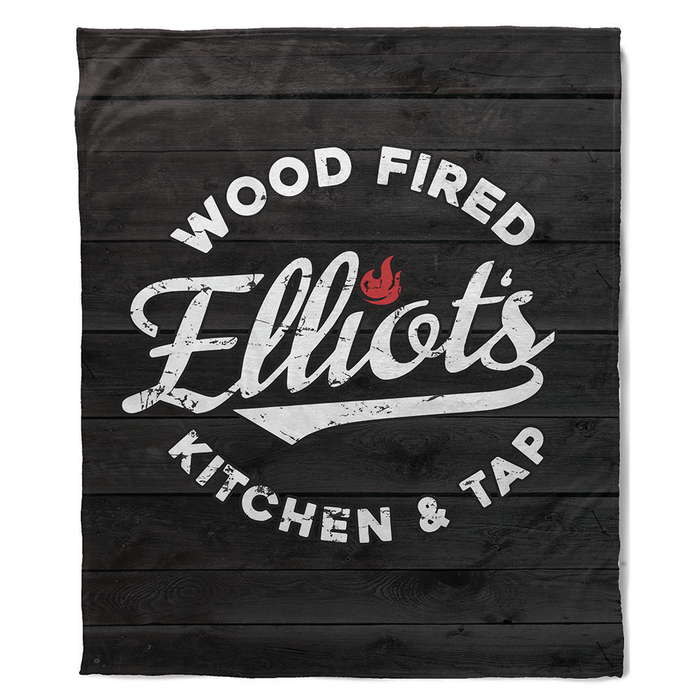 Elliots Wood Fired Kitchen and Tap Logo Plush 50" x 60" Minky Blanket