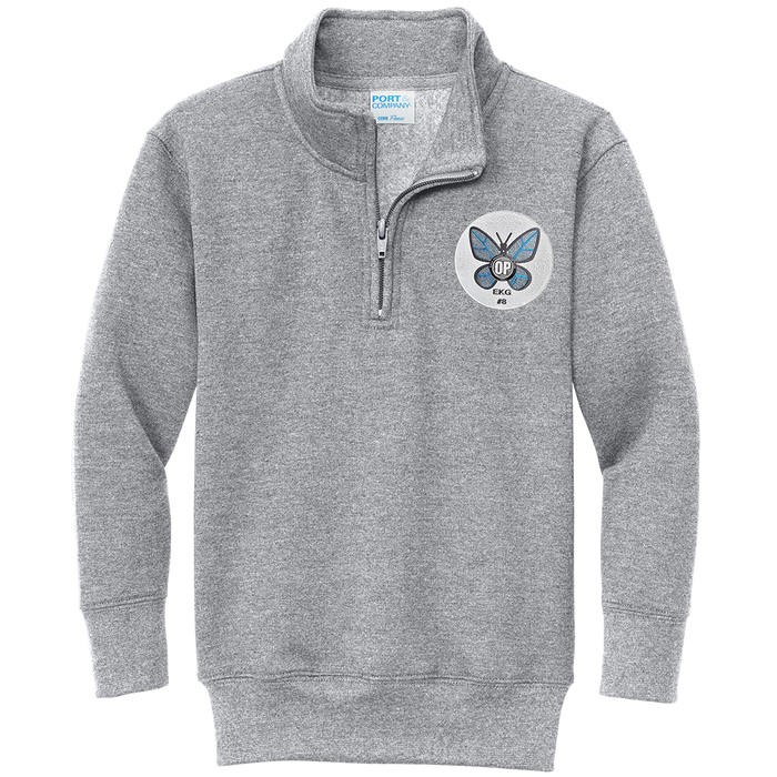 Emma Gage Memorial Youth 1/4 Zip Pullover Sweatshirt W/Metallic Finish Emblem Crest