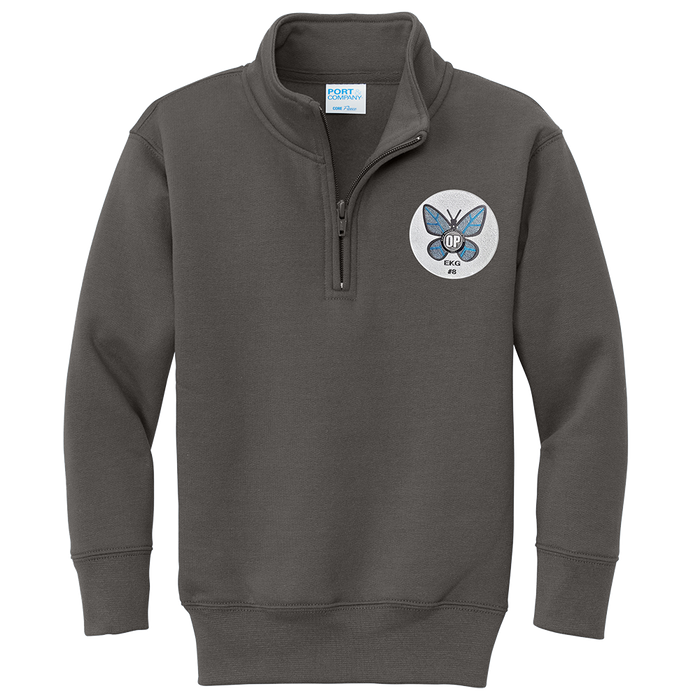Emma Gage Memorial Youth 1/4 Zip Pullover Sweatshirt W/Metallic Finish Emblem Crest