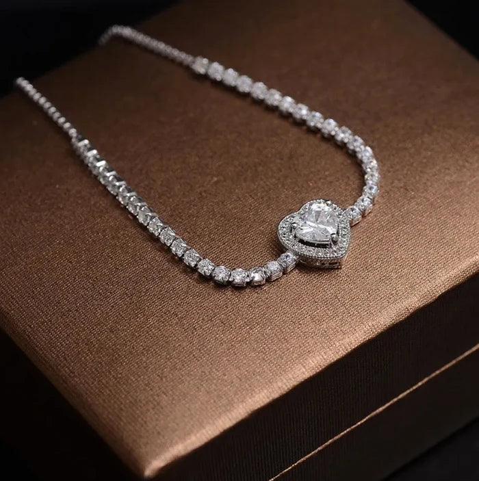Wedding Jewelry - Heart CZ Bridal Bracelet - Available in Silver, Rose Gold and Yellow Gold