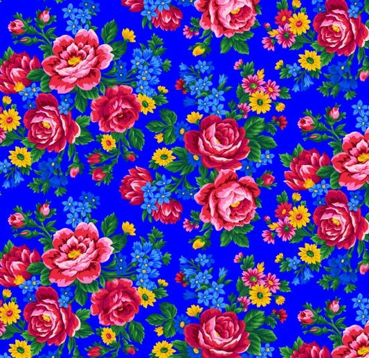 F2124 - Blue Kokum Scarf Floral