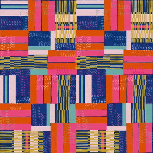 F2674 - Crossed Lines Coral/Gold