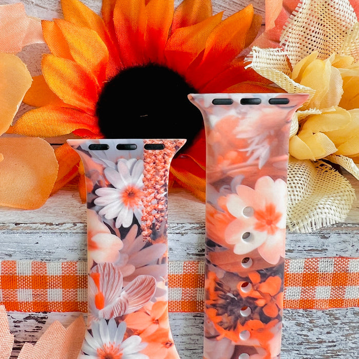 Fall Blooms Print Silicone Band For Apple Watch
