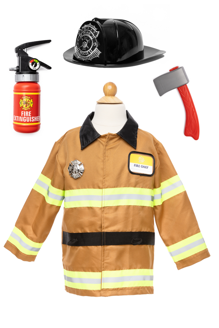 Firefighter Set with Accessories-Retail-Size 5-6-Tan-Great Pretenders USA