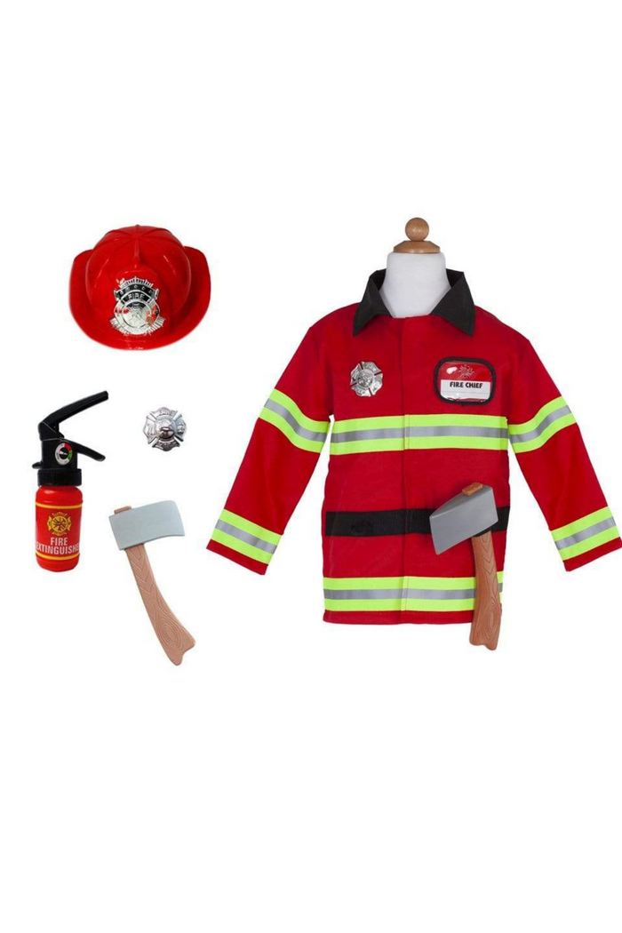 Firefighter Set with Accessories-Retail-Size 3-4-Red-Great Pretenders USA
