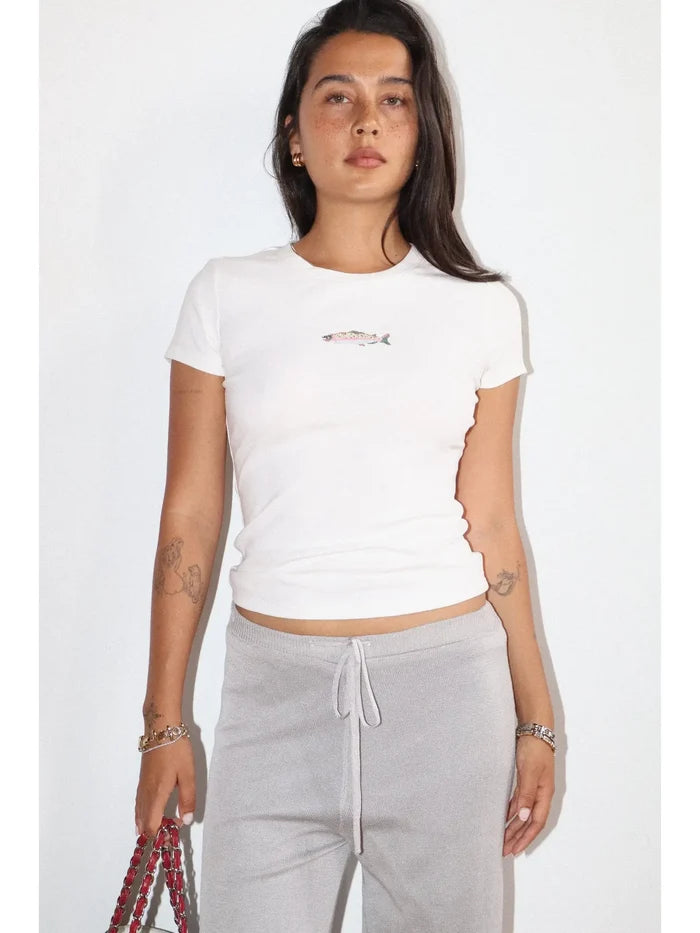 Fish Embroidered Baby Tee