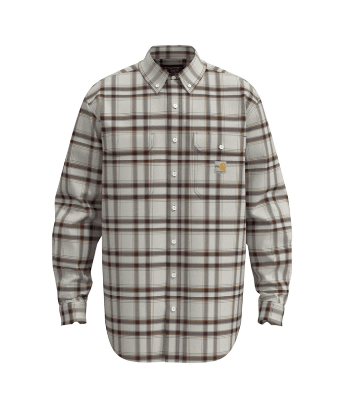 Flame Resistant Loose Fit Midweight Twill Plaid Shirt - ED5-Malt/Port | Carhartt 104507