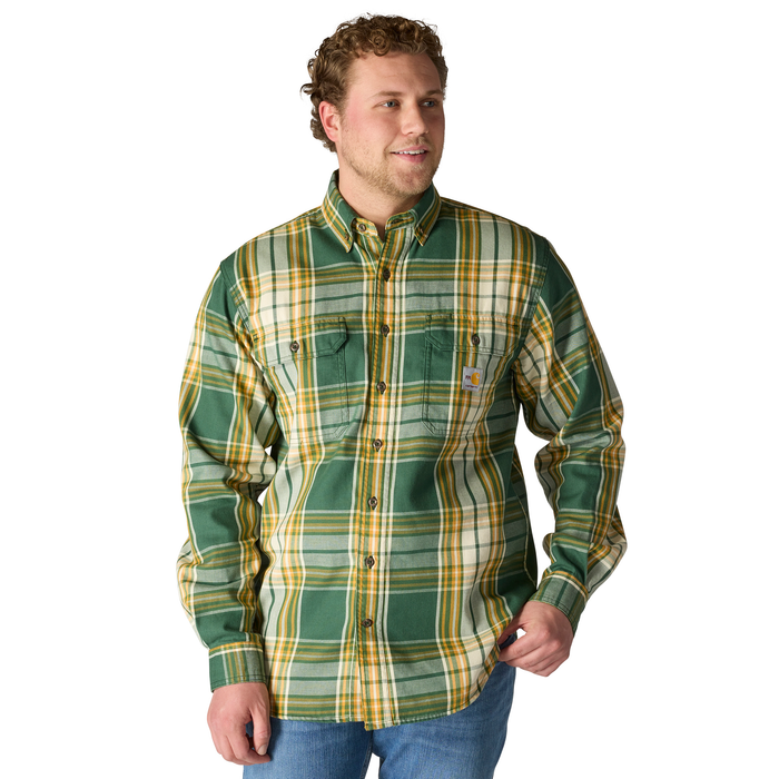 Flame Resistant Loose Fit Midweight Twill Plaid Shirt - GN3-Mountain View/Carhartt Gold | Carhartt 104507