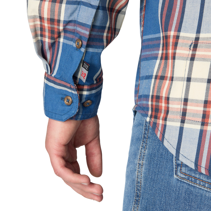 Flame Resistant Loose Fit Midweight Twill Plaid Shirt - HL9-Dark Blue/Spice Red | Carhartt 104507