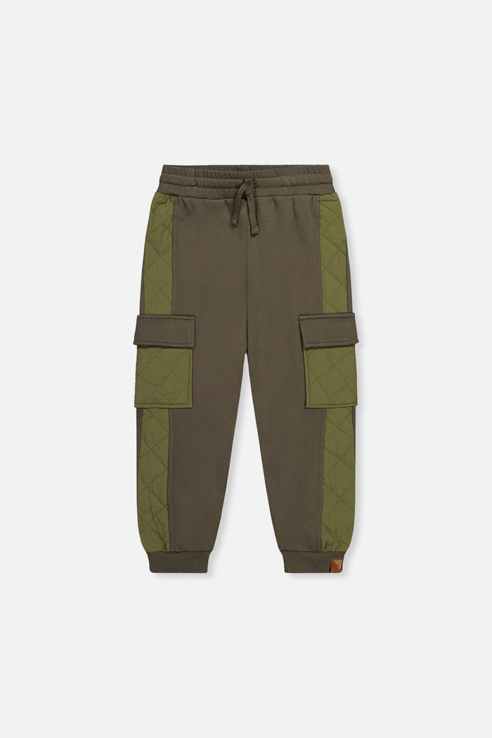 Fleece Bi-Material Sweatpants With Pockets Green-0