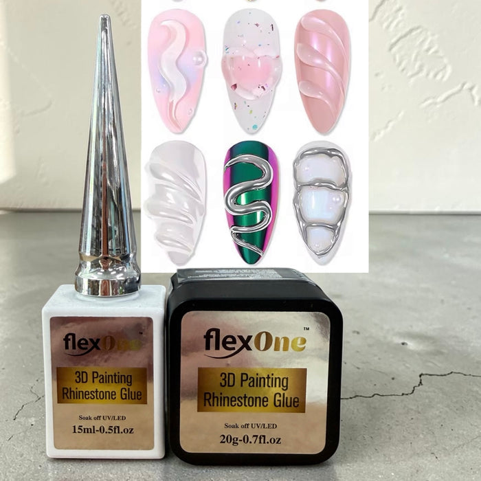 FlexOne Non-Wipe 3D Clear Gel Glue Rhinestone – Nail Art 3D Designs, Water Drops, Shell Painting