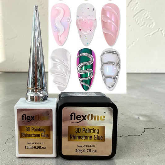 FlexOne Non-Wipe 3D Clear Gel Glue Rhinestone – Nail Art 3D Designs, Water Drops, Shell Painting