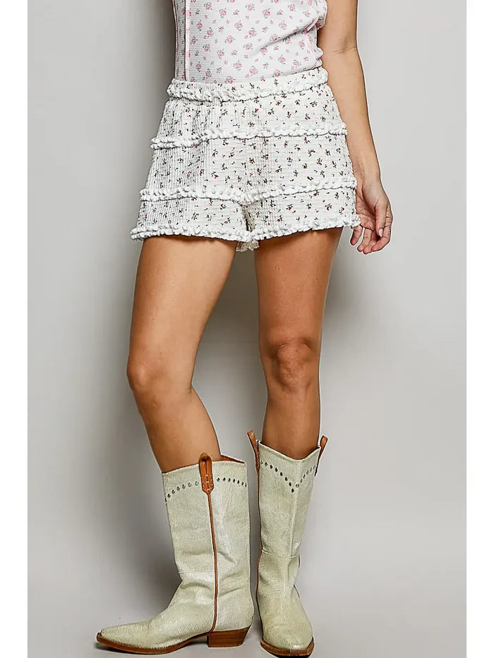 Floral Smocked Ruffle Tiered Shorts
