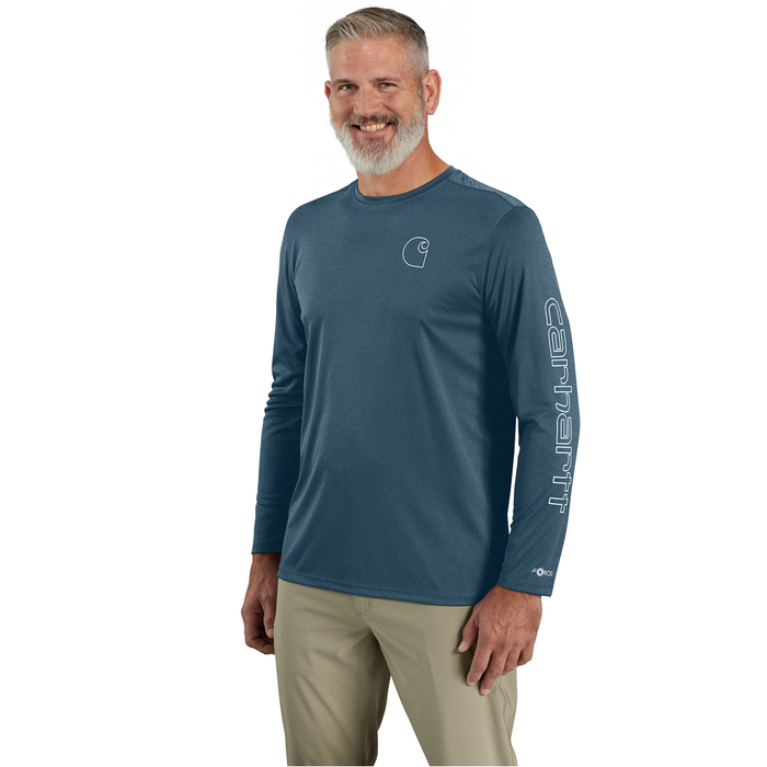 Force Sun Defender Lightweight Long-Sleeve Logo Graphic T-Shirt - HK9-Storm Blue Heather | Carhartt 106164