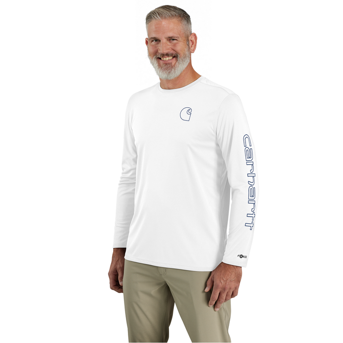 Force Sun Defender Lightweight Long-Sleeve Logo Graphic T-Shirt - W34-White-Navy | Carhartt 106164