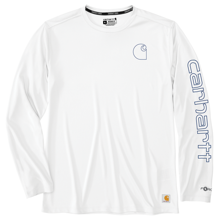 Force Sun Defender Lightweight Long-Sleeve Logo Graphic T-Shirt - W34-White-Navy | Carhartt 106164