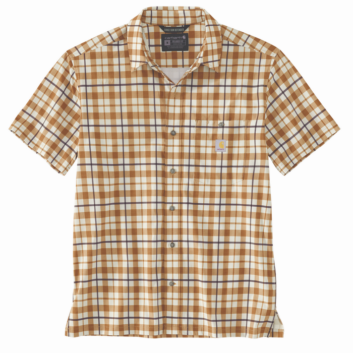 Force Sun Defender Relaxed Fit Lightweight Short-Sleeve Plaid Shirt - BRN-Carhartt Brown | Carhartt 106747