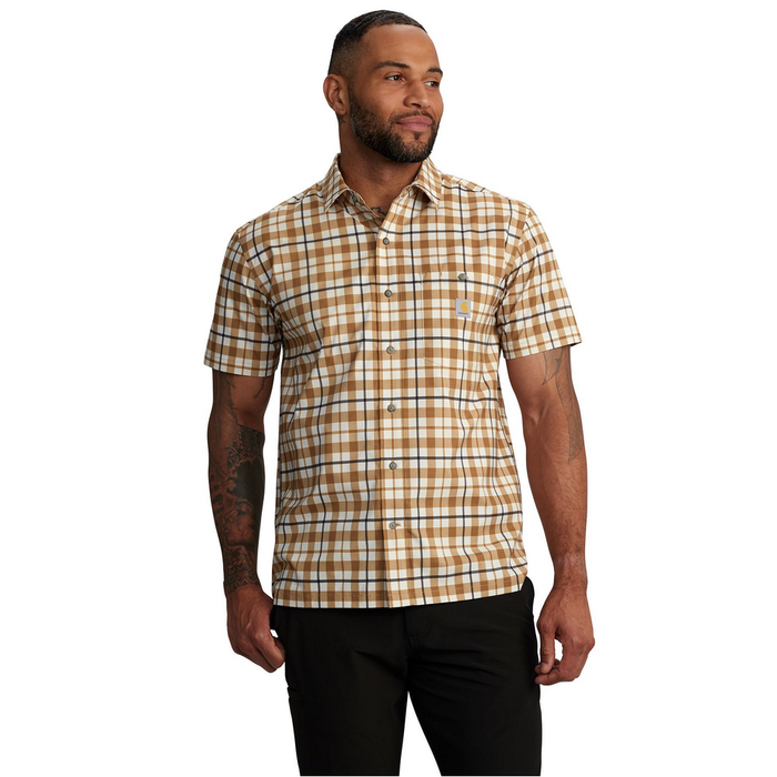 Force Sun Defender Relaxed Fit Lightweight Short-Sleeve Plaid Shirt - BRN-Carhartt Brown | Carhartt 106747