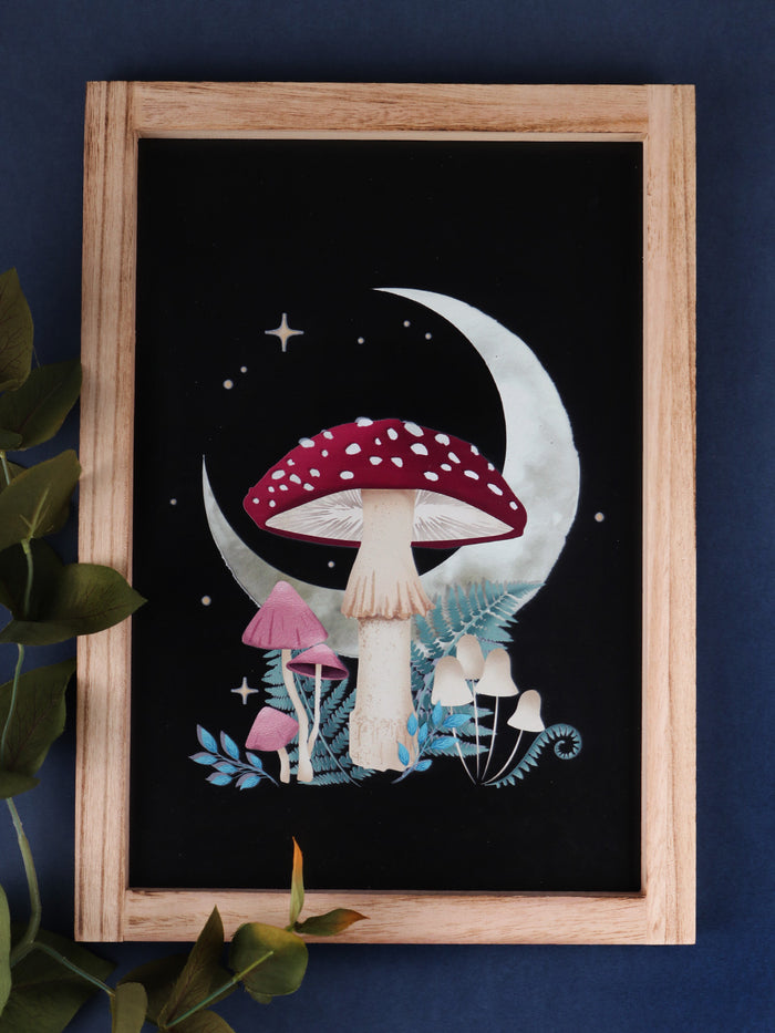 Forest Mushroom Wooden Framed Wall Art | One Colour-Image 1